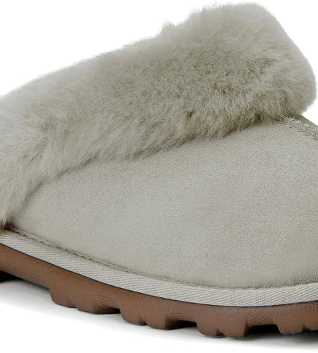 Genuine Australian Sheepskin Women Slippers, Water-Resistant Warm and Fluffy Outdoor House Slippers for Women