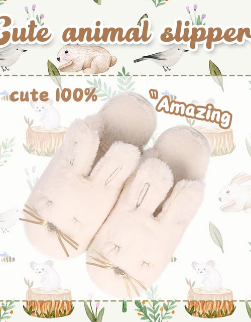 Load image into Gallery viewer, Bunny Slippers for Women Fuzzy Animal Memory Foam Indoor House Slippers Easter Thanksgiving Christmas Slippers Gifts

