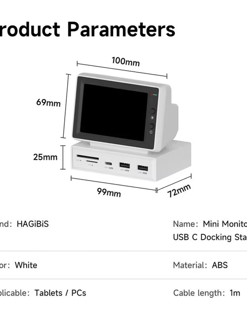 Load image into Gallery viewer, 3.5Inch IPS Mini Screen AIDA64 Mini PC CPU RAM HDD Data Monitor Display Sub Screen with USB C Hub for Laptop PC Macbook
