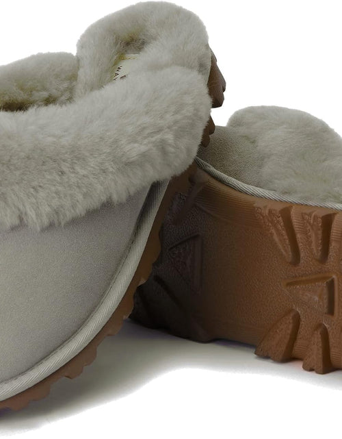 Load image into Gallery viewer, Genuine Australian Sheepskin Women Slippers, Water-Resistant Warm and Fluffy Outdoor House Slippers for Women
