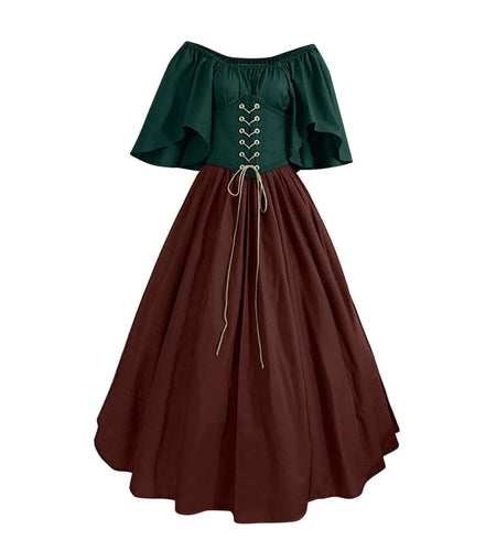 Renaissance Faire Costume Women,Womens Renaissance Costumes Medieval Irish Traditional plus Size Dresses Ruffle over Dress Corset Retro Cosplay Gown