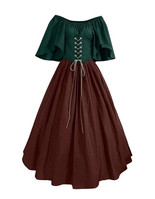 Load image into Gallery viewer, Renaissance Faire Costume Women,Womens Renaissance Costumes Medieval Irish Traditional plus Size Dresses Ruffle over Dress Corset Retro Cosplay Gown
