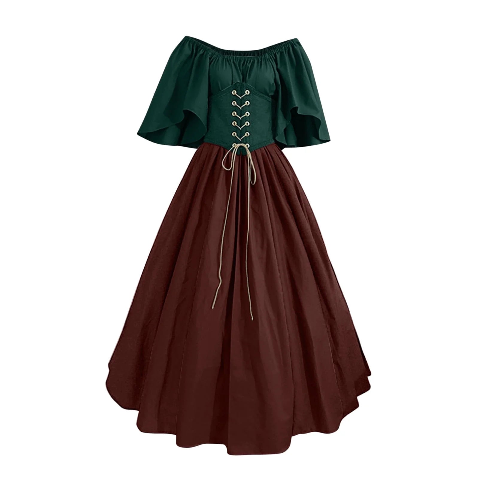 Renaissance Faire Costume Women,Womens Renaissance Costumes Medieval Irish Traditional plus Size Dresses Ruffle over Dress Corset Retro Cosplay Gown