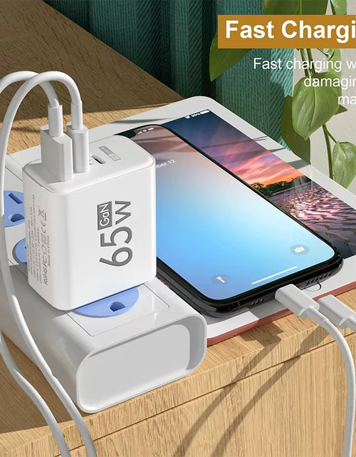 Load image into Gallery viewer, Gan Fast Charging 65W USB Type C Charger EU KR PD 3.0 Quick Charge Wall for Phone Adapter for Iphone 15 Xiaomi Huawei Samsung
