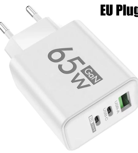 Gan Fast Charging 65W USB Type C Charger EU KR PD 3.0 Quick Charge Wall for Phone Adapter for Iphone 15 Xiaomi Huawei Samsung