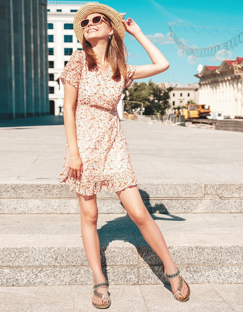 Load image into Gallery viewer, Womens Flats Sandals Summer Gladiator Bohemian Beaded Dress Shoes Comfortable Open Toe Elastic Ankle Strap Slip on Sandal

