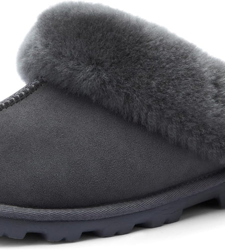 Genuine Australian Sheepskin Women Slippers, Water-Resistant Warm and Fluffy Outdoor House Slippers for Women
