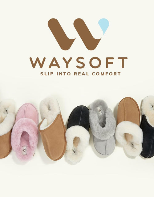 Load image into Gallery viewer, Genuine Australian Sheepskin Women Slippers, Water-Resistant Warm and Fluffy Outdoor House Slippers for Women
