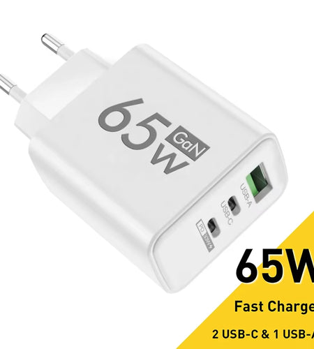 Gan Fast Charging 65W USB Type C Charger EU KR PD 3.0 Quick Charge Wall for Phone Adapter for Iphone 15 Xiaomi Huawei Samsung