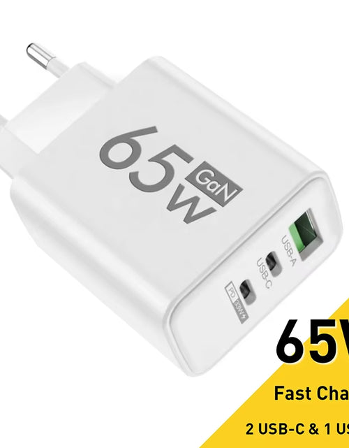Load image into Gallery viewer, Gan Fast Charging 65W USB Type C Charger EU KR PD 3.0 Quick Charge Wall for Phone Adapter for Iphone 15 Xiaomi Huawei Samsung
