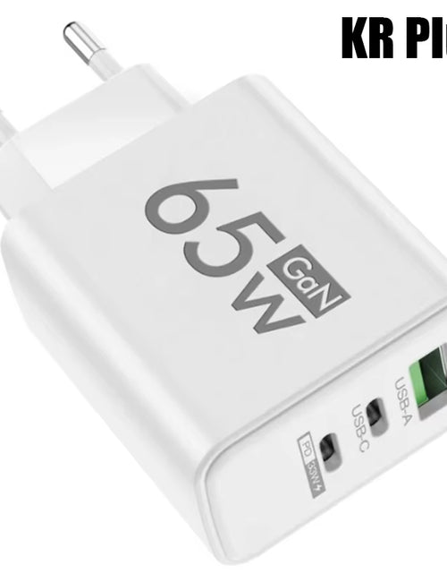Load image into Gallery viewer, Gan Fast Charging 65W USB Type C Charger EU KR PD 3.0 Quick Charge Wall for Phone Adapter for Iphone 15 Xiaomi Huawei Samsung
