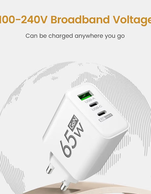 Load image into Gallery viewer, Gan Fast Charging 65W USB Type C Charger EU KR PD 3.0 Quick Charge Wall for Phone Adapter for Iphone 15 Xiaomi Huawei Samsung
