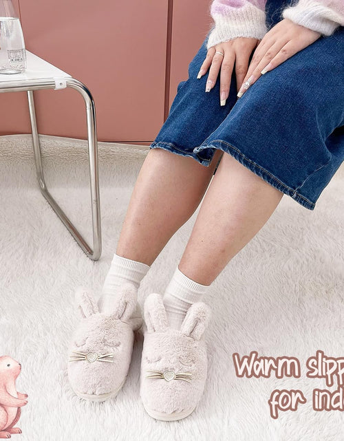 Load image into Gallery viewer, Bunny Slippers for Women Fuzzy Animal Memory Foam Indoor House Slippers Easter Thanksgiving Christmas Slippers Gifts

