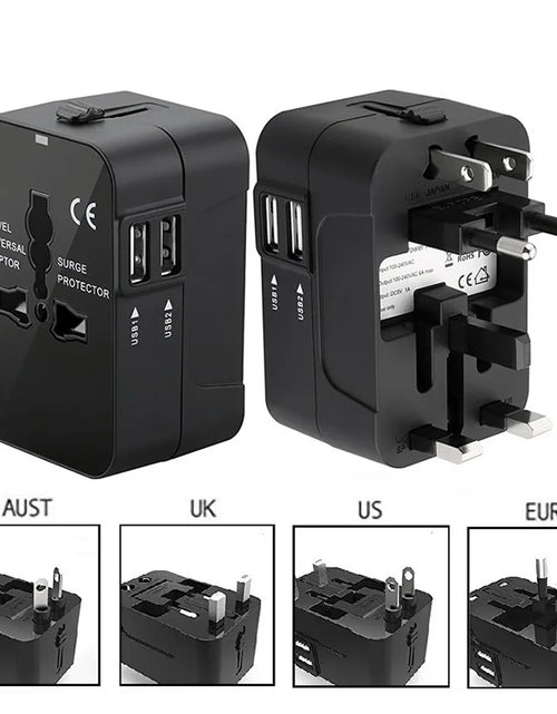 Load image into Gallery viewer, Universal Travel Adapter EU UK US AU AC Power Charger Adapter Outlet Converter Socket Plug Adaptor Connector with Dual USB Port
