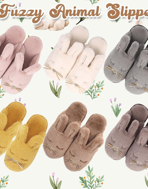 Load image into Gallery viewer, Bunny Slippers for Women Fuzzy Animal Memory Foam Indoor House Slippers Easter Thanksgiving Christmas Slippers Gifts
