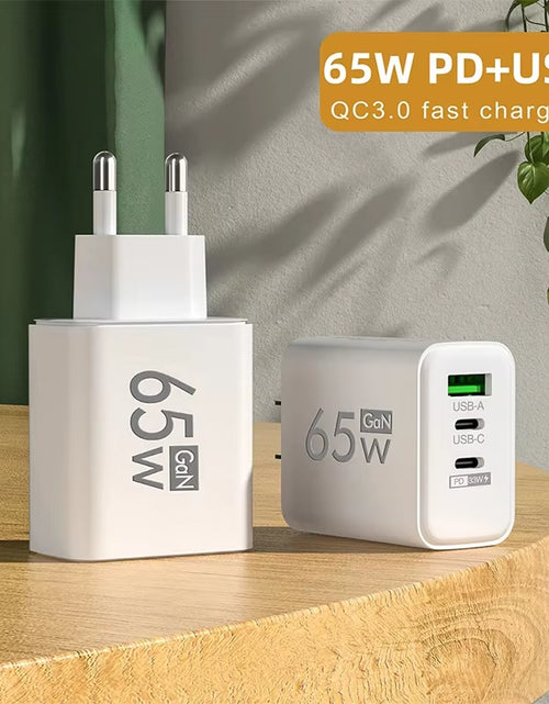 Load image into Gallery viewer, Gan Fast Charging 65W USB Type C Charger EU KR PD 3.0 Quick Charge Wall for Phone Adapter for Iphone 15 Xiaomi Huawei Samsung
